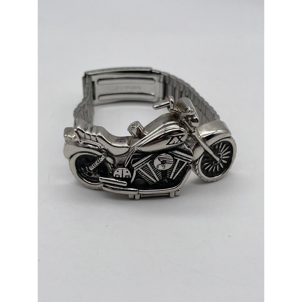 VINTAGE ZZYZX MOTORCYCLE WRISTWATCH Adjustable Stainless Steel  BAND New Battery